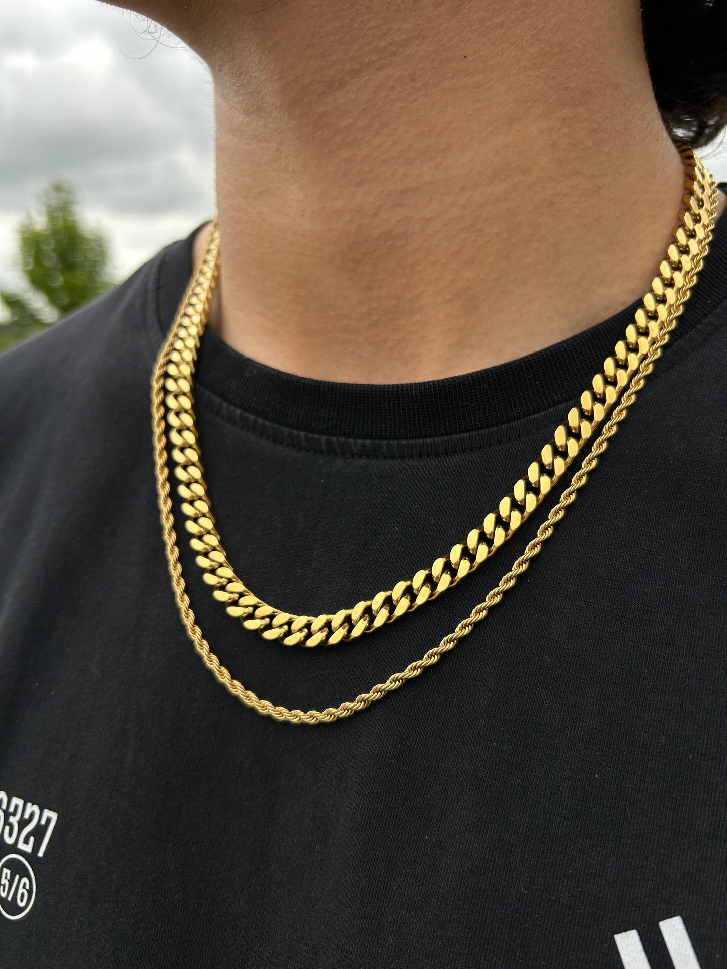 Cuban & Rope Chain Stacked - Signature Set (Gold)