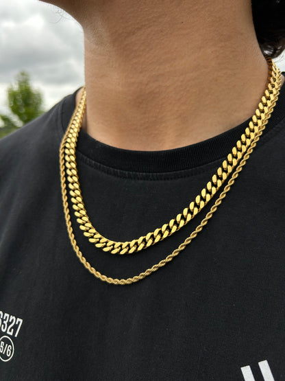 Cuban & Rope Chain Stacked - Signature Set (Gold)