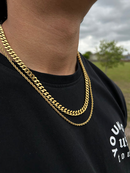 Cuban & Rope Chain Stacked - Signature Set (Gold)