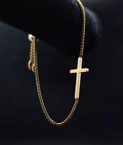 The Cross (Gold) - Adjustable Bracelet For Her