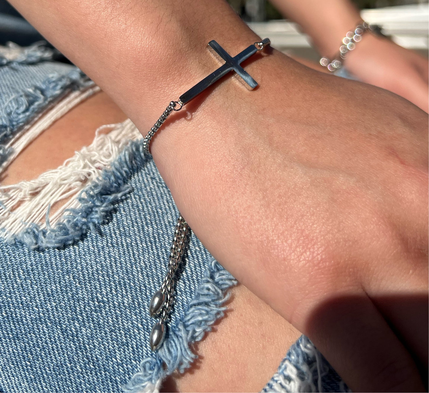 The Cross (Silver) - Adjustable Bracelet For Her